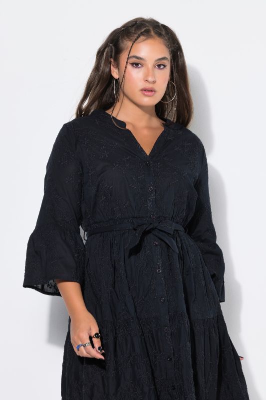 Floral Embroidered Ruffle Dress