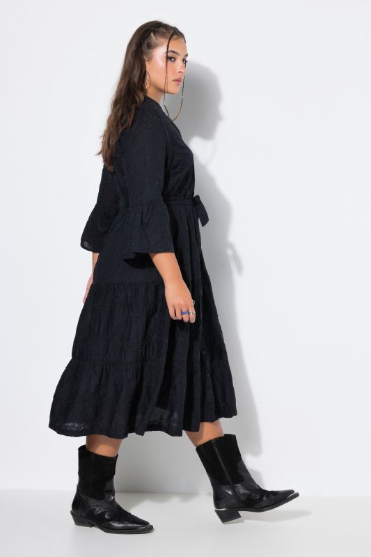 Floral Embroidered Ruffle Dress