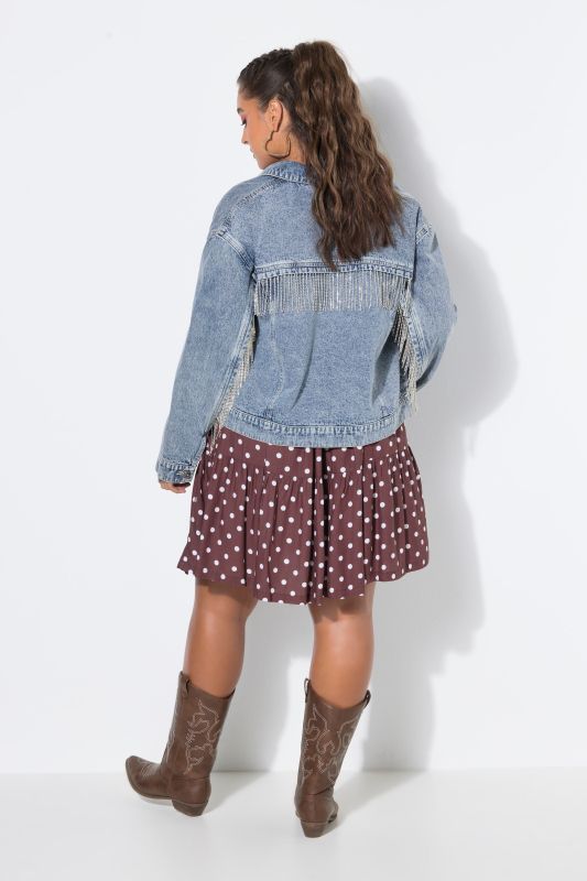 Rhinestone Fringed Denim Jacket