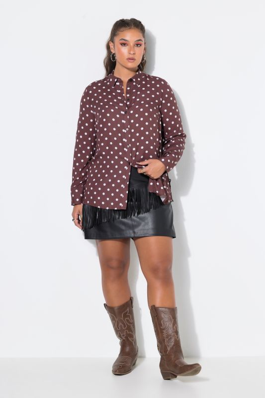 Polka Dot Long Sleeve Button-Down Blouse