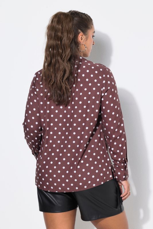 Polka Dot Long Sleeve Button-Down Blouse