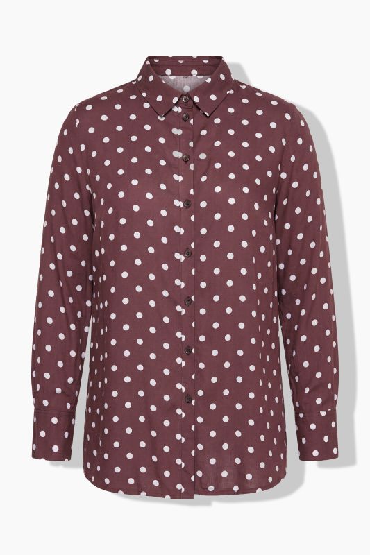 Polka Dot Long Sleeve Button-Down Blouse