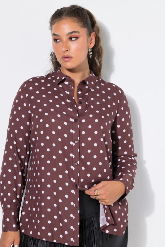 Polka Dot Long Sleeve Button-Down Blouse