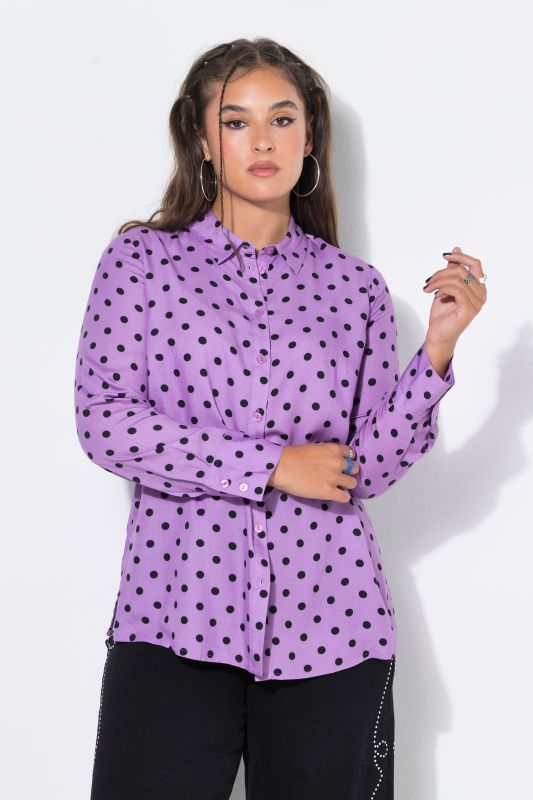 Polka Dot Long Sleeve Button-Down Blouse