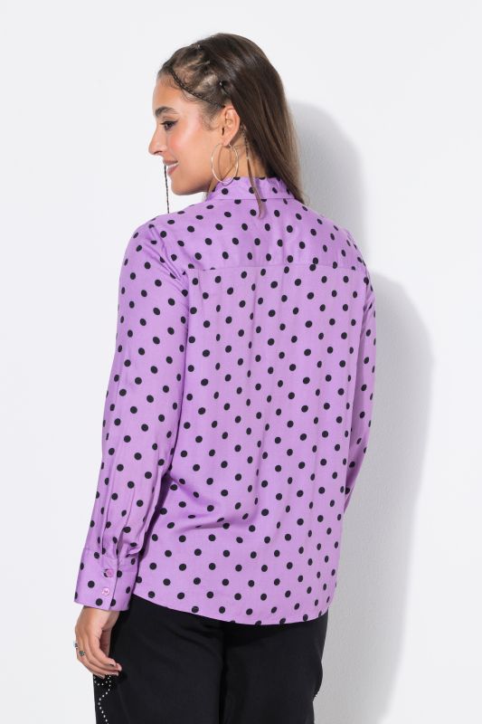 Polka Dot Long Sleeve Button-Down Blouse