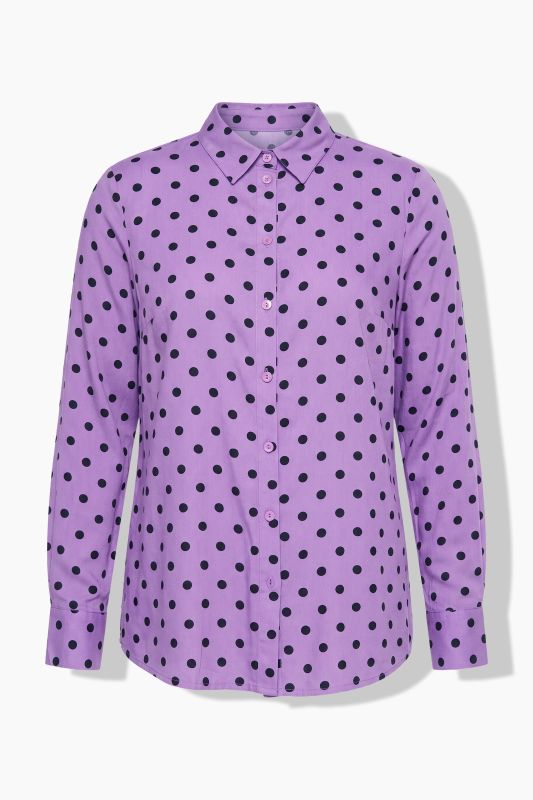Polka Dot Long Sleeve Button-Down Blouse
