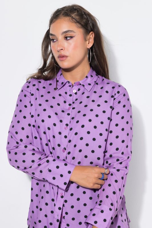 Polka Dot Long Sleeve Button-Down Blouse