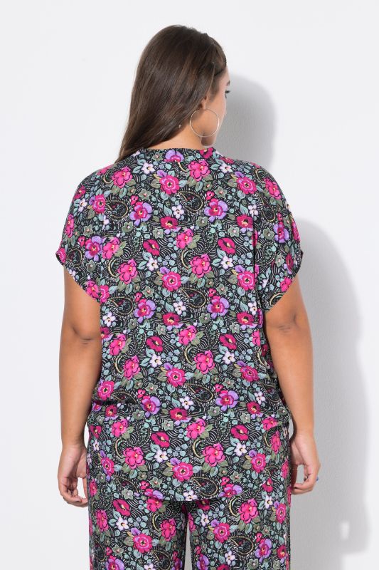 Electric Floral Cap Sleeve Blouse