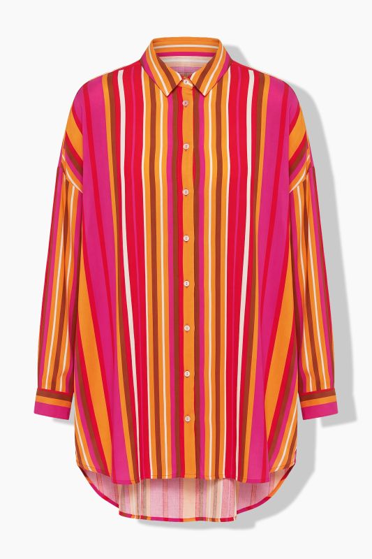 Sunshine Striped Oversized Muslin Tunic Blouse