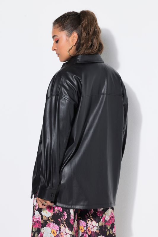 Faux Leather Fringed Pocket Jacket