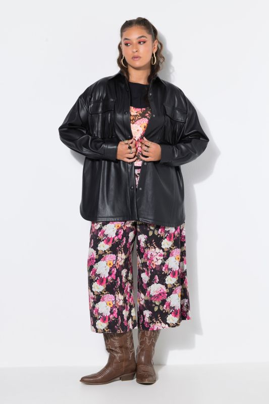 Faux Leather Fringed Pocket Jacket