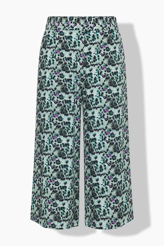 Colorful Leopard Print Elastic Waist Culottes