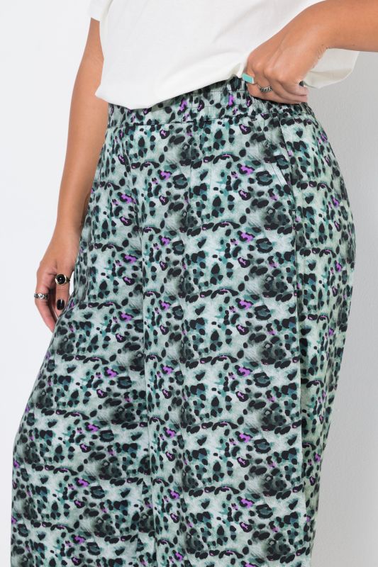 Colorful Leopard Print Elastic Waist Culottes