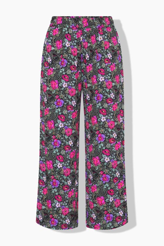 Electric Floral Elastic Waist Palazzo Pants