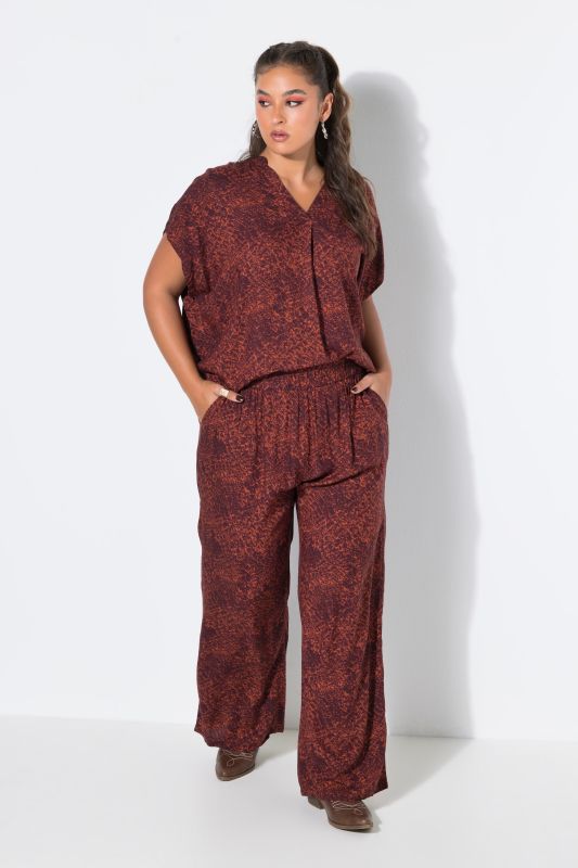 Crocodile Print Elastic Waist Palazzo Pants