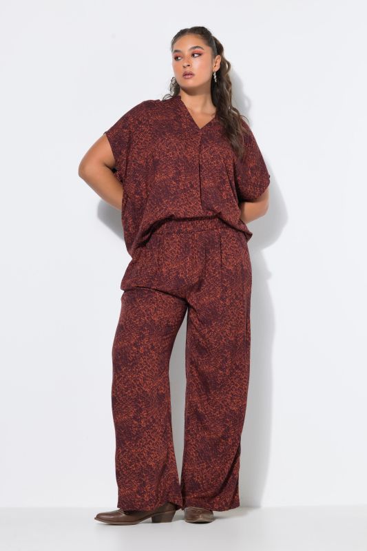 Crocodile Print Elastic Waist Palazzo Pants