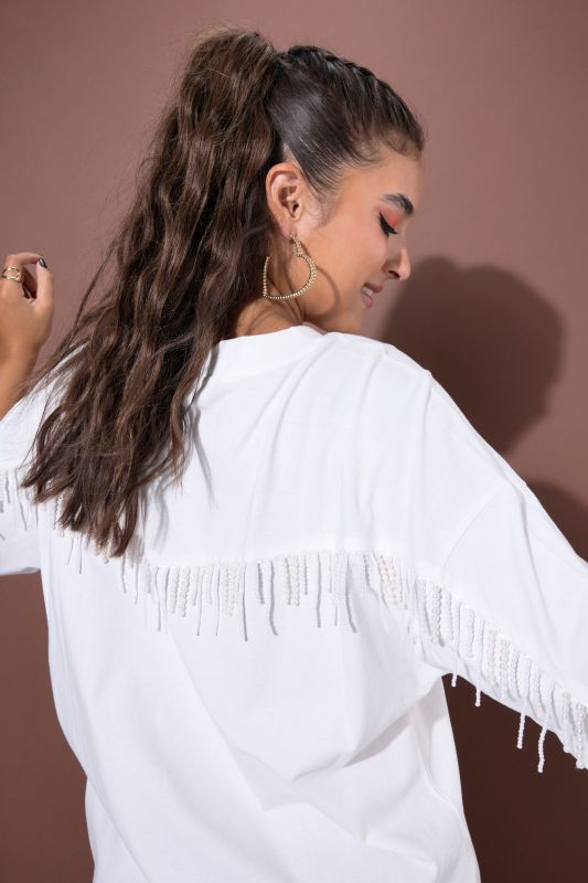 Pearl Fringe Oversized Tee