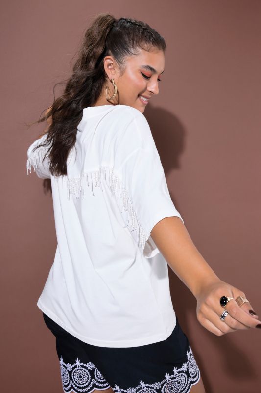 Pearl Fringe Oversized Tee