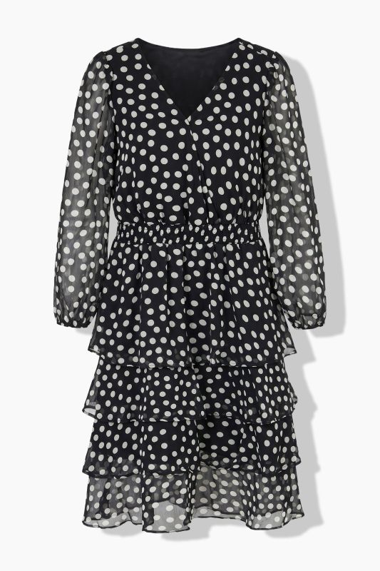 Polka Dot Chiffon Ruffle Dress