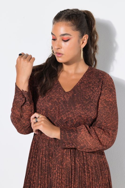 Crocodile Print Pleated Dress