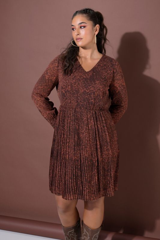 Crocodile Print Pleated Dress