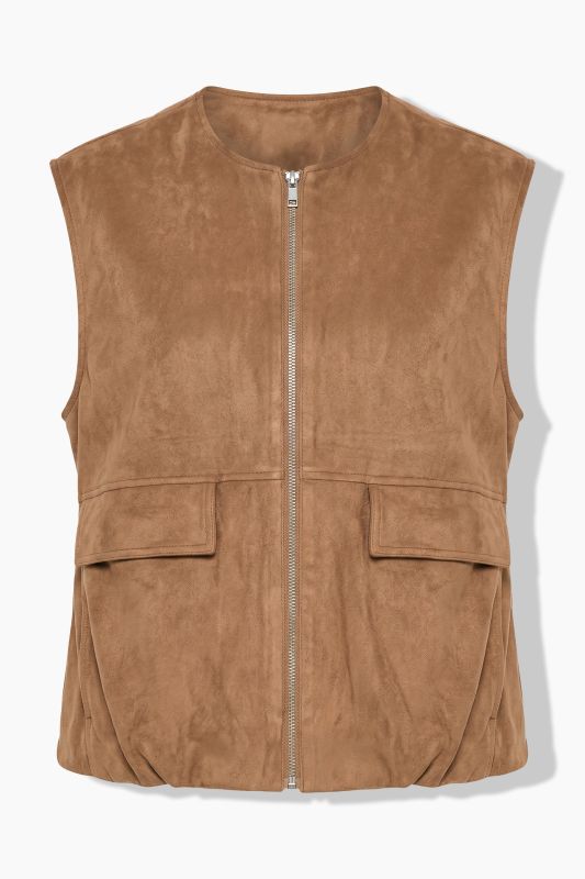 Elastic Hem Zip-Up Vest