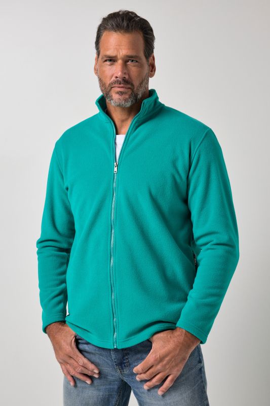 Fleece jacket, outdoor, stand-up collar, zip pockets, up to 8 XL