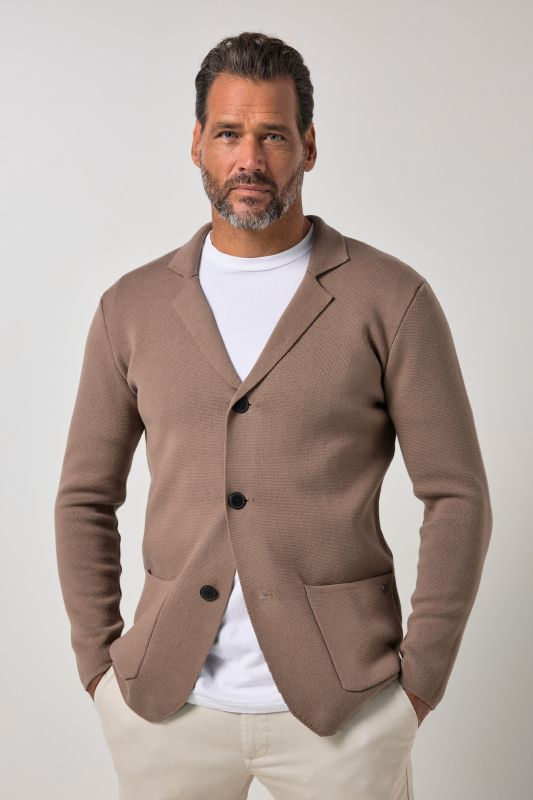 Knitted jacket, FLEXNAMIC®, Milano knitwear, lapel collar, up to 8 XL