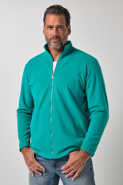 Fleece jacket, outdoor, stand-up collar, zip pockets, up to 8 XL