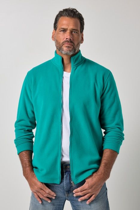 Fleece jacket, outdoor, stand-up collar, zip pockets, up to 8 XL