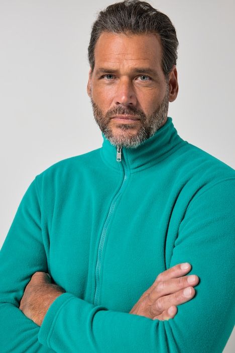 Fleece jacket, outdoor, stand-up collar, zip pockets, up to 8 XL