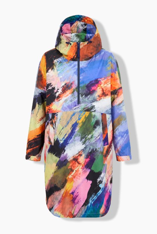 Brushstroke Print Rain Poncho