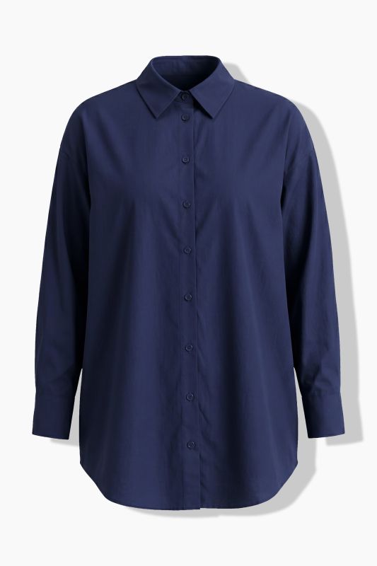 Back Button Long Sleeve Blouse