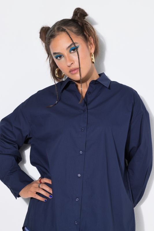 Back Button Long Sleeve Blouse