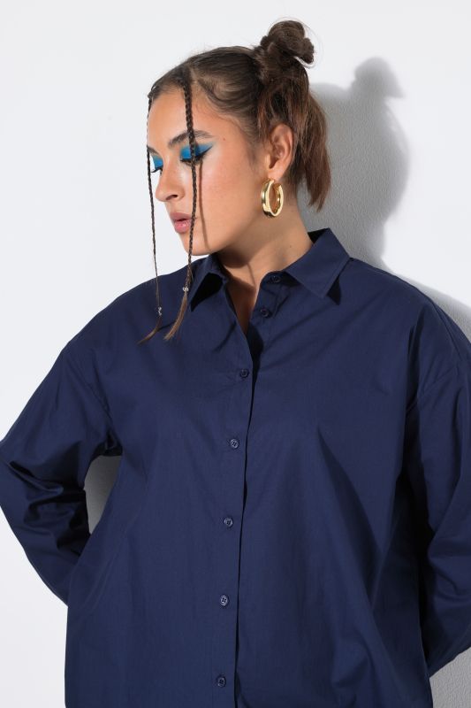 Back Button Long Sleeve Blouse