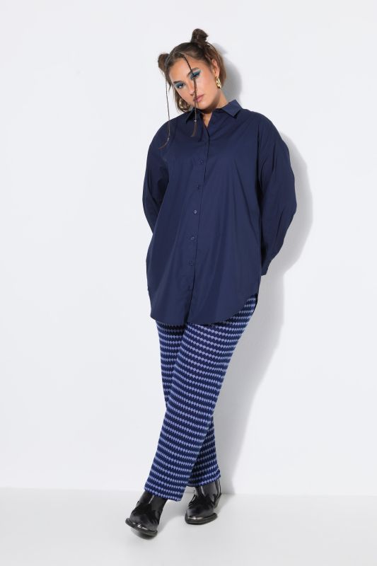 Back Button Long Sleeve Blouse