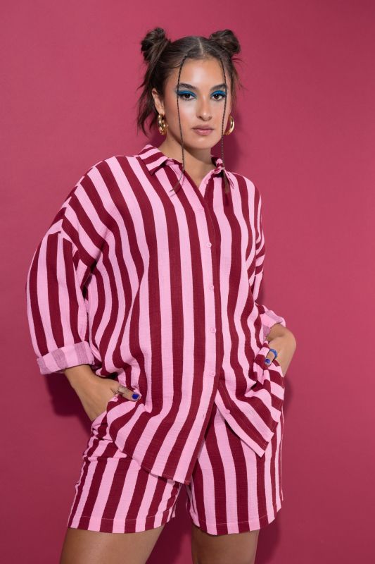 shirt blouse, oversized, muslin, stripes, long sleeve