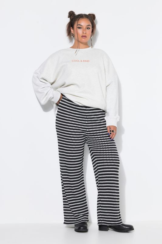 Textured Stripe Elastic Waist Pants