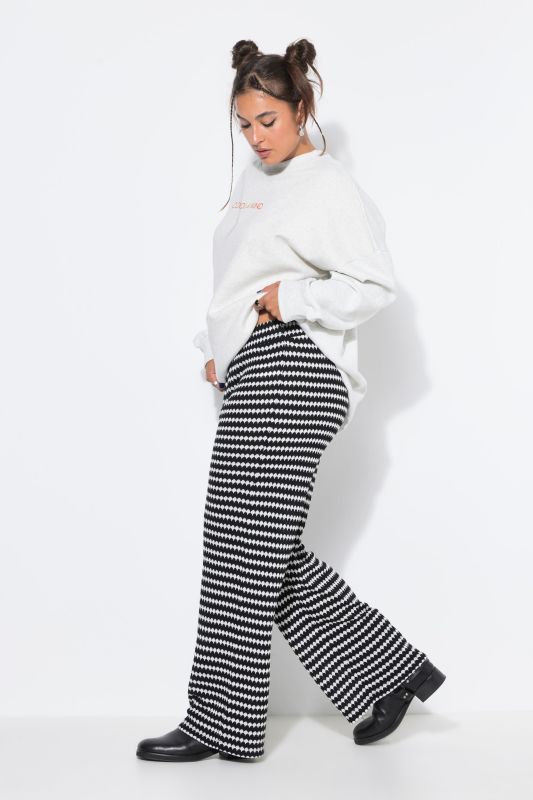 Textured Stripe Elastic Waist Pants