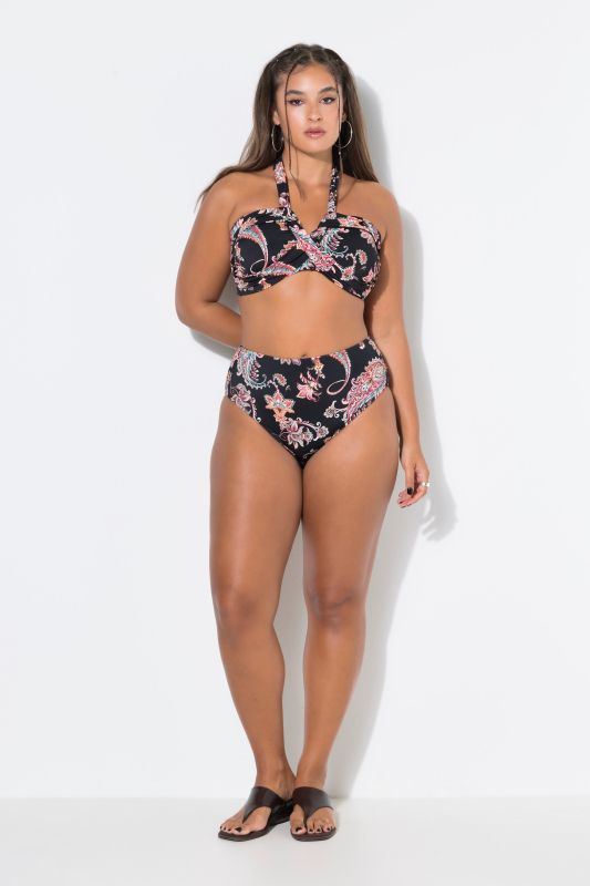 Draped Halter Neck Paisley Print Bikini Top