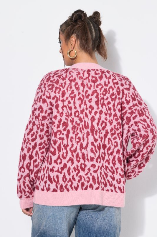 Oversized Leopard Jacquard Cardigan