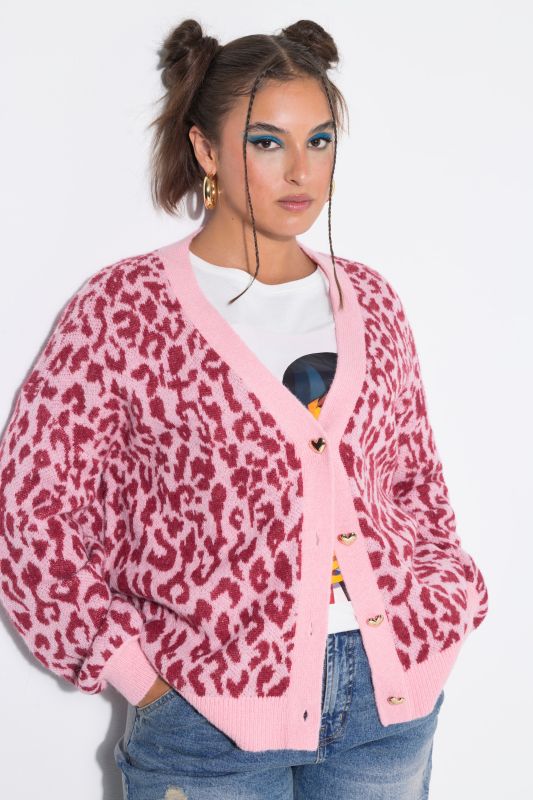 Oversized Leopard Jacquard Cardigan