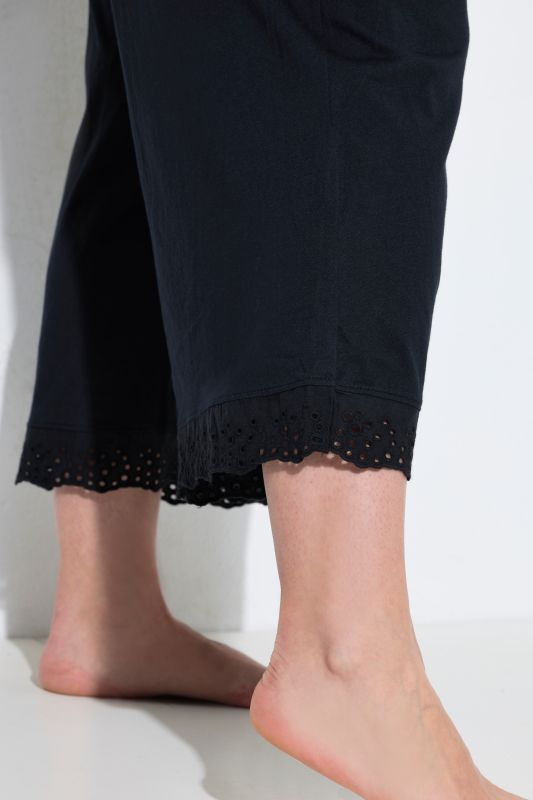 Eyelet Trim V-Neck Super Soft Cotton Blend Pajama Set