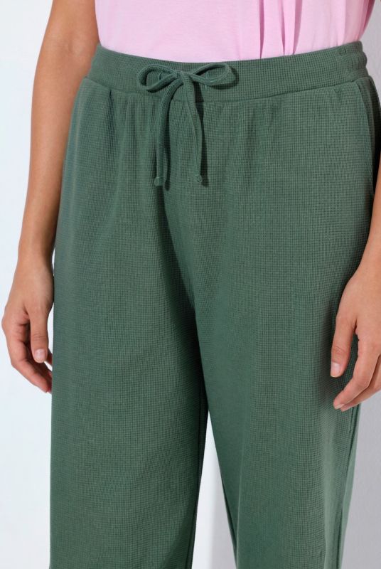 Eco Cotton Waffle Texture Elastic Waist Culottes