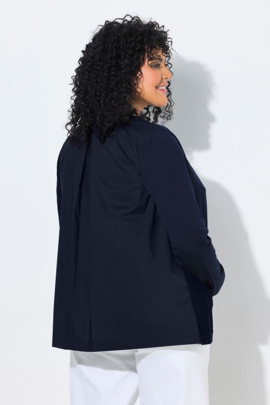 Poplin Panel V-Neck Cardigan