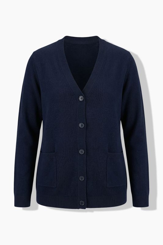 Poplin Panel V-Neck Cardigan