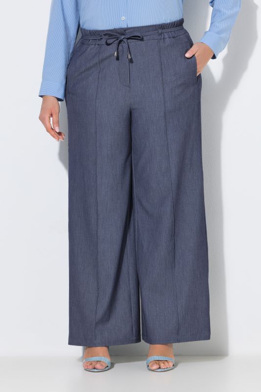 Denim Look Drawstring Waist Stretch-Fit Pants