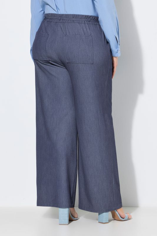 Denim Look Drawstring Waist Stretch-Fit Pants