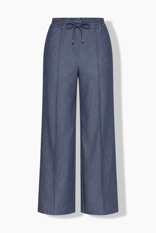 Denim Look Drawstring Waist Stretch-Fit Pants