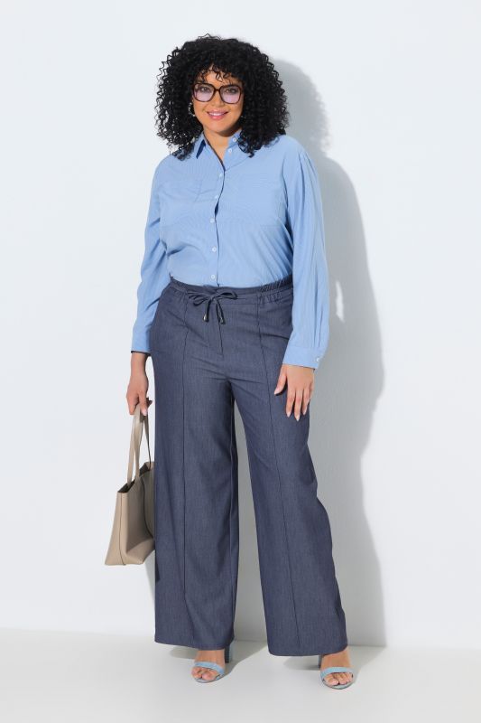 Denim Look Drawstring Waist Stretch-Fit Pants
